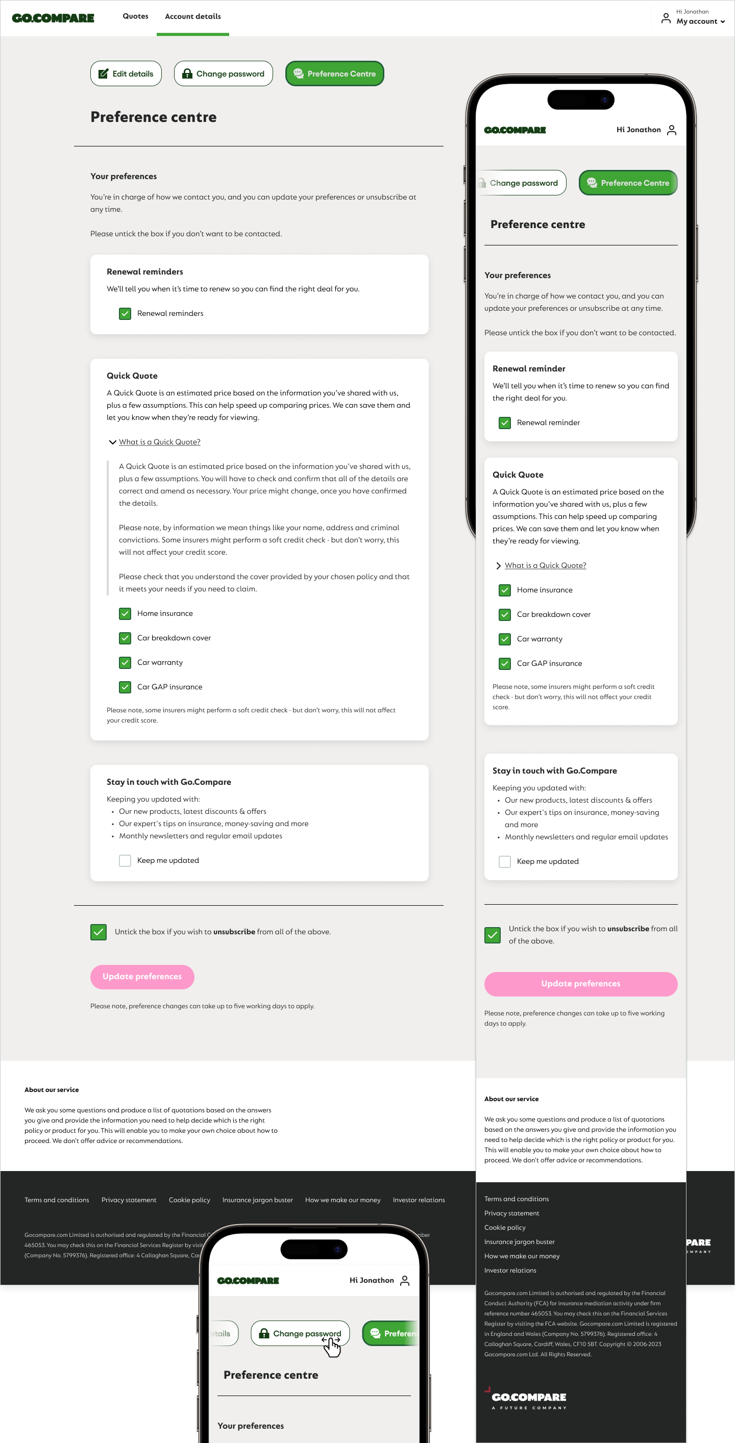 Preference Centre design